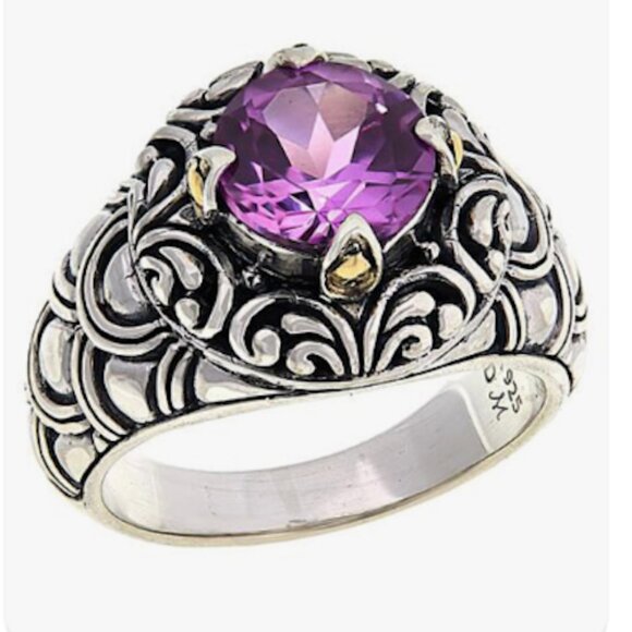 Bali Designs by Robert Manse Silver and 18K Gold PINK SAPPHIRE Ring 7 NEW - Picture 1 of 10